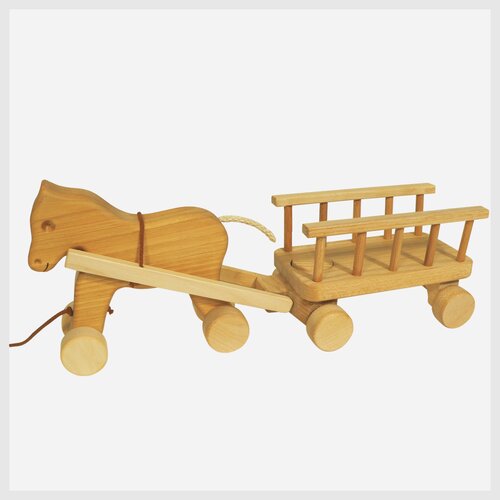 Holzspielzeug Leiterwagen mit Pferd